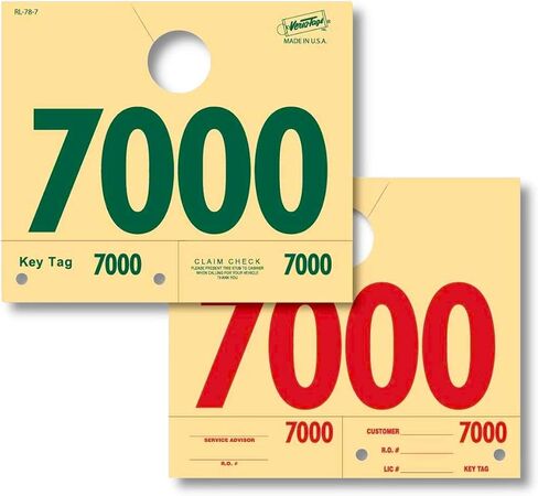 أرقام إرسال الخدمة - مرقمة 5000-5999 - مانيلا/أخضر/أحمر - علامات تعليق مرآة RL78 (صندوق مكون من 1000) in Saudi Arabia