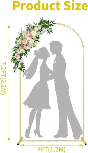 7.2FT Metal Arch Backdrop Stand, Gold Balloon Arch Stand Wedding Frame for Wedding Birthday Party Baby Shower Graduation Ceremony Decoration in Saudi Arabia