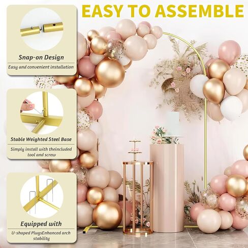 7.2FT Metal Arch Backdrop Stand, Gold Balloon Arch Stand Wedding Frame for Wedding Birthday Party Baby Shower Graduation Ceremony Decoration in Saudi Arabia