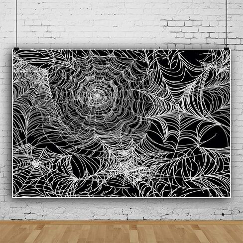 8x5ft White Spider Web Photography Backdrop for Halloween Party Banner Decor Background Kids Adults Portraits Photo Shoot Studio Props in Saudi Arabia