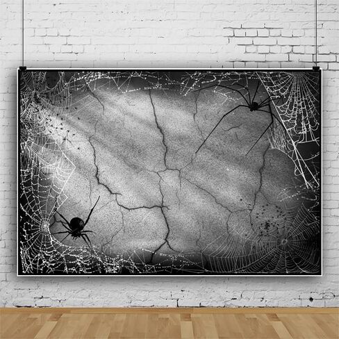 8x5ft White Spider Web Photography Backdrop for Halloween Party Banner Decor Background Kids Adults Portraits Photo Shoot Studio Props in Saudi Arabia