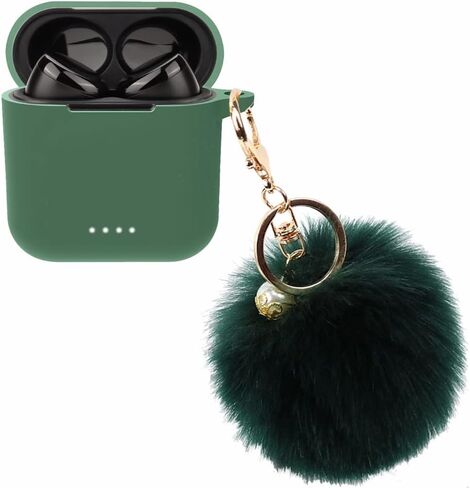 Silicon Case Cover Compatible with TOZO T6 Wireless Earbuds, Protective Skin with Pom Pom Keychain, with Hole for Charging in Saudi Arabia