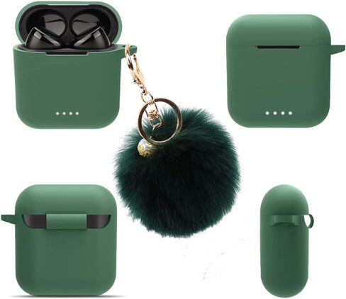 Silicon Case Cover Compatible with TOZO T6 Wireless Earbuds, Protective Skin with Pom Pom Keychain, with Hole for Charging in Saudi Arabia