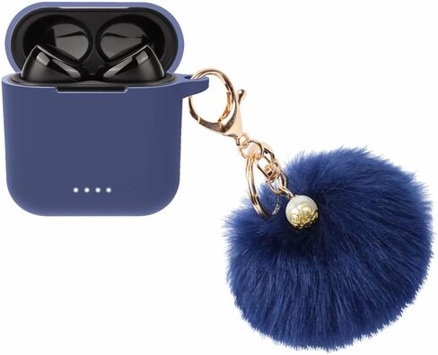Silicon Case Cover Compatible with TOZO T6 Wireless Earbuds, Protective Skin with Pom Pom Keychain, with Hole for Charging in Saudi Arabia