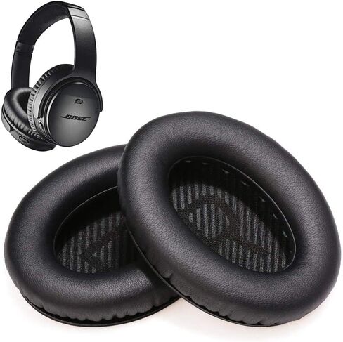 وسائد أذن بديلة من Adhiper لسماعات الرأس Bose QuietComfort(QC) اللاسلكية للغاية، وسادة وسائد للأذن مع جلد بروتين ناعم وإسفنج ذو ذاكرة عالي الكثافة - اشعر بالراحة (أسود) in Saudi Arabia