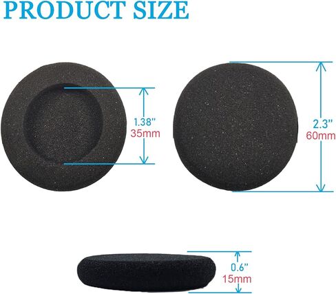 استبدال وسادة الأذن لـ Plantronics HW251 261 351 510 Blackwire C3220 3210، وسادات الأذن المتوافقة مع Jabra لـ PRO 920 935 BIZ 2400II GN9120 ومعظم سماعات المكتب ذات الحجم القياسي 50-60 مم (4 عبوات) in Kuwait