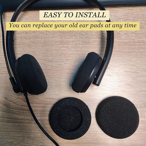 استبدال وسادة الأذن لـ Plantronics HW251 261 351 510 Blackwire C3220 3210، وسادات الأذن المتوافقة مع Jabra لـ PRO 920 935 BIZ 2400II GN9120 ومعظم سماعات المكتب ذات الحجم القياسي 50-60 مم (4 عبوات) in Kuwait