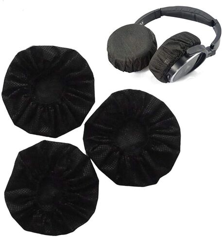 200pcs Stretchable Headphone Cushion Covers, Disposable Sanitary Headphone Covers Replacement Black (11cm) in Saudi Arabia