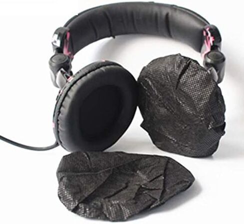 200pcs Stretchable Headphone Cushion Covers, Disposable Sanitary Headphone Covers Replacement Black (11cm) in Saudi Arabia