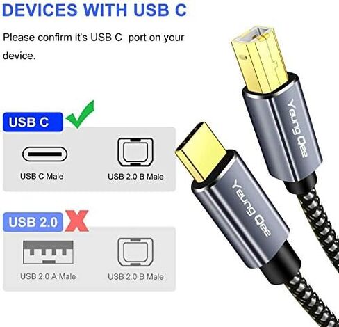 USB C Printer Cable 1.5 ft, USB Type C to USB 2.0 Type B Printer Scanner Cable Cord Compatible with Brother, HP,Lexmark, Epson, Dell, Xerox, Samsung etc (1.5FT/0.5M) in Saudi Arabia
