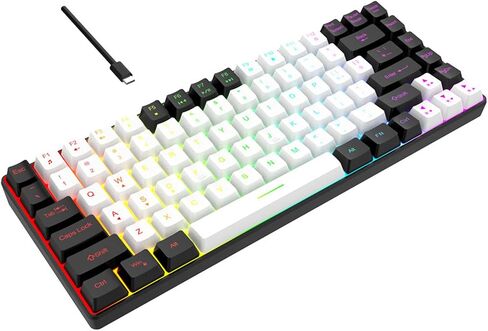 Dpofirs Gaming Keyboard 80% Layou Ergonomically Curved, Mechanical Keyboard Mechanical Feeling, Gaming Keyboard Mechanical Widely Compatible mit RGB Backlit for PC Gamers (White) in Saudi Arabia
