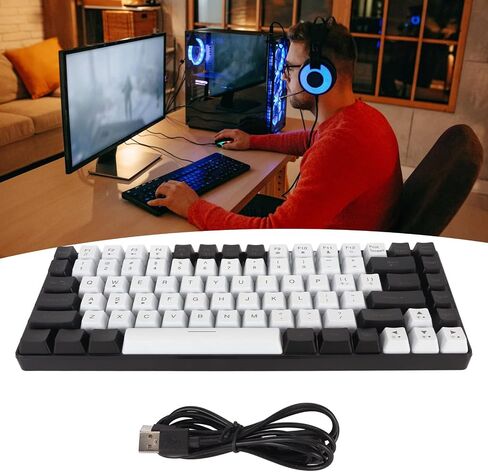 Dpofirs Gaming Keyboard 80% Layou Ergonomically Curved, Mechanical Keyboard Mechanical Feeling, Gaming Keyboard Mechanical Widely Compatible mit RGB Backlit for PC Gamers (White) in Saudi Arabia