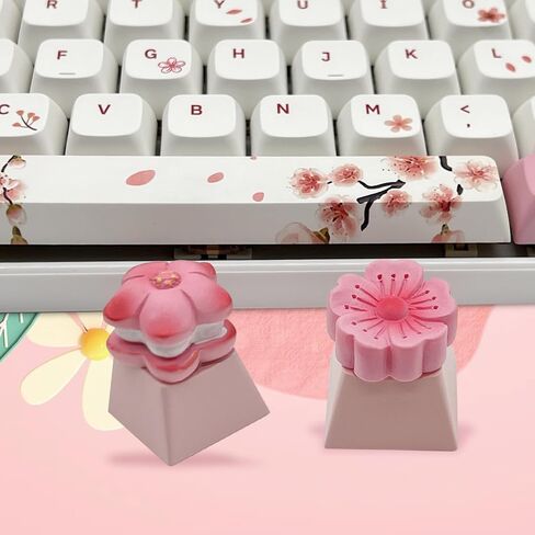 Cute Flower Keycaps,Pink Cherry Blossom Custom ESC Keycaps Artisan Resin Keycap for MX Switches Mechanical Gaming Keyboard OEM Profile R4 Height Personalized 3D Single Keycap (01) in Saudi Arabia