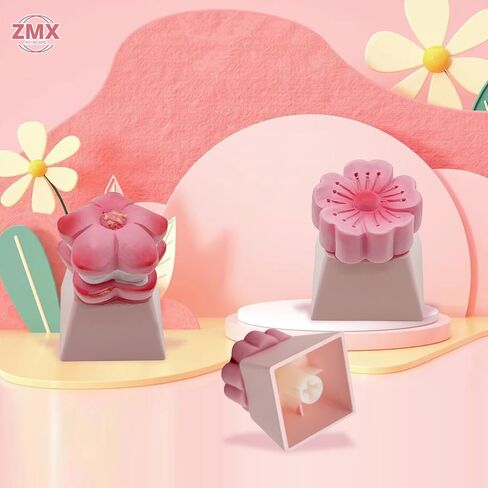 Cute Flower Keycaps,Pink Cherry Blossom Custom ESC Keycaps Artisan Resin Keycap for MX Switches Mechanical Gaming Keyboard OEM Profile R4 Height Personalized 3D Single Keycap (01) in Saudi Arabia