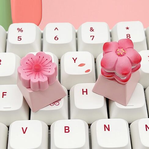 Cute Flower Keycaps,Pink Cherry Blossom Custom ESC Keycaps Artisan Resin Keycap for MX Switches Mechanical Gaming Keyboard OEM Profile R4 Height Personalized 3D Single Keycap (01) in Saudi Arabia