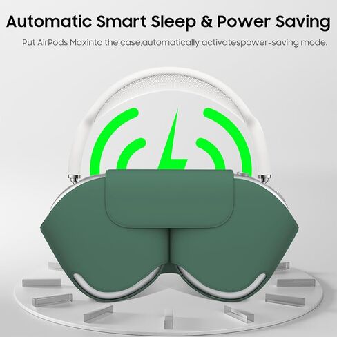 for Airpods Max Protective Case,Supports Sleep Mode Sleep,PU Leather for Portable Carry Travel Case for Apple Airpod Max, Green in Kuwait