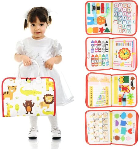 Montessori Busy Board for Toddlers 3-5 – Educational Sensory & Motor Skills Development Toy with 25+ Engaging Activities, Ideal for Preschool, Travel & Gift (Ride The Green Way) in Saudi Arabia