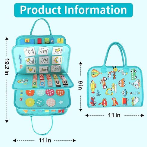 Montessori Busy Board for Toddlers 3-5 – Educational Sensory & Motor Skills Development Toy with 25+ Engaging Activities, Ideal for Preschool, Travel & Gift (Ride The Green Way) in Saudi Arabia