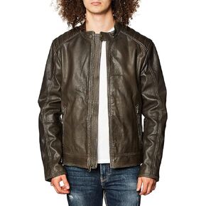 Cole Haan Men's Washed Leather Moto Jacket