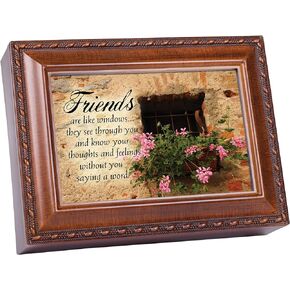 Cottage Garden Friends Woodgrain Music Box/Jewelry Box Plays Thats What Friends are for