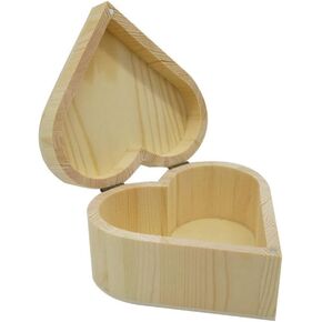 1 Pack Wooden Heart Shaped Gift Boxes Jewelry Trinkets Beads Hair Accessories Paper Clips Storage Container