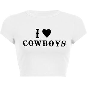 Baby Tees for Women Y2K Letter Print Short Sleeve Teen Girls Crop Top T-Shirt