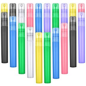 20 Pieces Plastic Frosted Spray Bottle, 10 ml/ 0.34 oz Fine Mist Spray Bottles Colorful Empty Refillable Perfume Bottles Portable Spray Bottle Container for Essential Oils, Travel, Perfume
