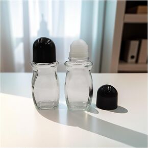 2 Packs Glass Empty Roller Bottles with Plastic Roller Ball, Deodorant Roll On Bottles Containers Massage Roller Ball Bottles with Cap For Essential Oils Perfume Cosmetics (30ml/1 Oz)