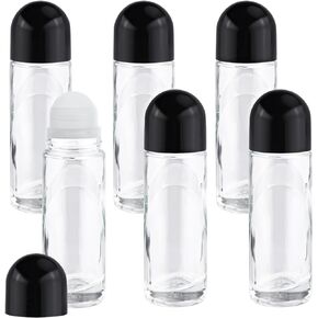 6 Pcs Clear Glass Roller Bottles Deodorant Roll On Bottles Essential Oil Roller Bottles Perfume Sample Bottles Deodorant Containers (70ml/2.3oz)