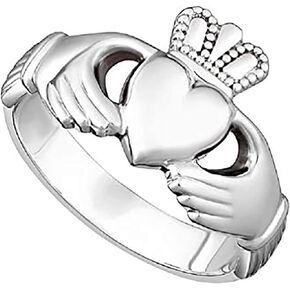 خاتم Claddagh رجالي من الفضة الإسترليني منتفخ صنع في أيرلندا