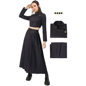 C-ZOFEK Geto Suguru Cosplay Costume, Women's US Size Uniform Jacket High Waist Skirt with Earrings