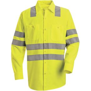 Red Kap Men's Hi-Visibility Long Sleeve Work Shirt-Type R, Class 3