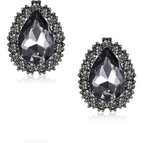 BriLove Women's Fashion Crystal Teardrop Oval Stud Earrings for Paryt Prom