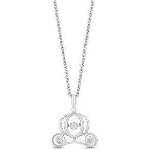 Jewelili Enchanted Disney Fine Jewelry Sterling Silver Diamond Accent Cinderella Carriage Pendant