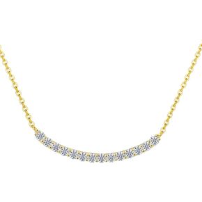14k Solid Gold Smile Necklace, Moissanite Curved Bar Pendant for Women Gold Smile Necklace Fine Jewelry Anniversary Christmas Mother’s Day Gift For Women Girls Mom Wife 16+2" Inch