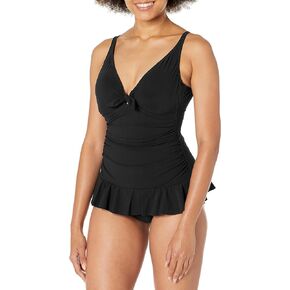 Profile by Gottex Women's Standard Dandy Bow Tie V-Neck Swimdress