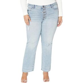 KUT from the Kloth Reese High-Rise Fab AB Expo Button Raw Hem in Fair