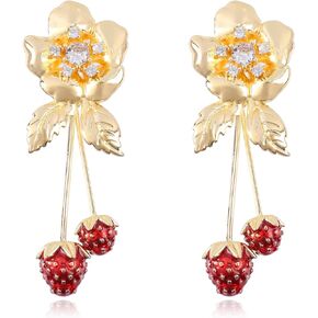 Flower Pearl Dangle Earrings for Women Girls, Golden Gold 3D Flower Drop Earrings, Statement Earring Unique Chic 3D Flower Fashion Jewelry Gift for Her
