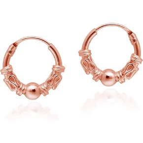 AeraVida Bali Inspired Hoops of Rose Gold Plated 925 Sterling Silver Earrings | Cute Sterling Silver Hoop Earrings | Balinese Earrings for Women | Hoop Earrings Set | Gift for Daughter