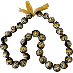 Hawaiian Jewelry 32" Gold Hibiscus Flower Kukui Nut Graduation Wedding Lei Necklace