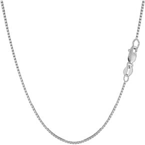 The Diamond Deal 14K REAL Yellow OR White SOLID Gold 1.00mm Thick Shiny Classic Mirror Box Chain with Lobster-Claw Clasp (16", 17", 18", 20", 22" 24" or 30 inch)