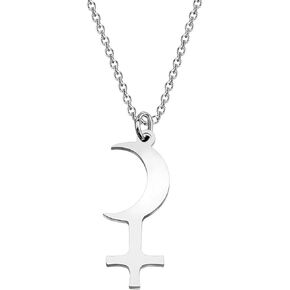 Lywjyb Birdgot Black Moon Lilith Symbol Necklace Crescent Moon with Cross Jewelry Astrology Necklace Pagan Necklace Mythology jewelry Witchcraft Gift Pagan Sigil of Lilith Gift (Black Moon ne)