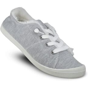 Women's Fur Lining Lace Up Warm Canvas Sneaker in Saudi Arabia