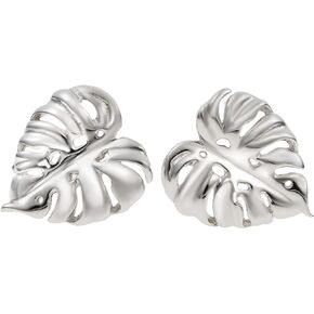 925 Sterling Silver Monstera Leaf Stud Earrings, Nickel Free Hypoallergenic for Sensitive Skin, Hawaii Tropical Plant Jewelry for Women, with Gift Box