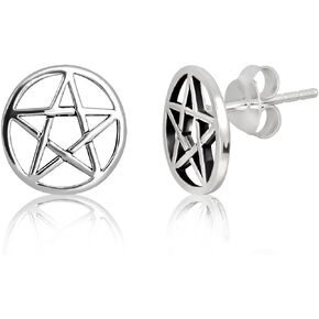 أقراط WithLoveSilver من الفضة الإسترليني 925 على شكل نجمة دائرية - مثالية للمجوهرات النسائية
