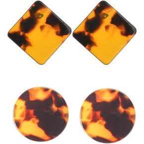 Acrylic Stud Earrings Leopard Textured Square Tortoise Marble Resin Round Circle Earrings for Women