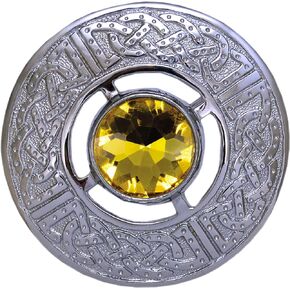 بروش Kilt Emporium Celtic - دبوس Kilt اسكتلندي أنيق من البيوتر، مجوهرات نورس العتيقة، لمسة نهائية من الكروم مع أحجار كريمة متنوعة، 7.62 سم