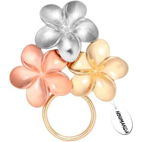 Gold Silver and Rose Gold Three Blossom Magnetic Eyeglass Holder Brooch