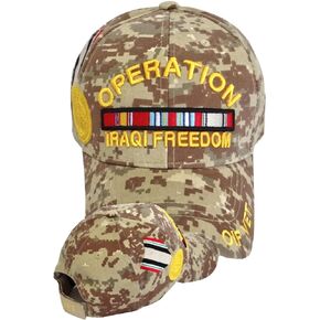 Operation Iraqi Freedom (Medal) (OIF Vet on Bill) Baseball Cap (Tan-Camo)