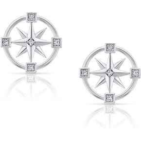 925 Sterling Silver Small Compass Rose Stud Earring Graduation Gift for Her, On your Journey of Life! New Journey Gift
